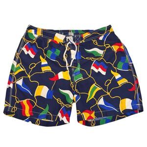 Polo Ralph Lauren Shorts XL Mens Swim Sailing Yacht Flags Rope Nautical Traveler